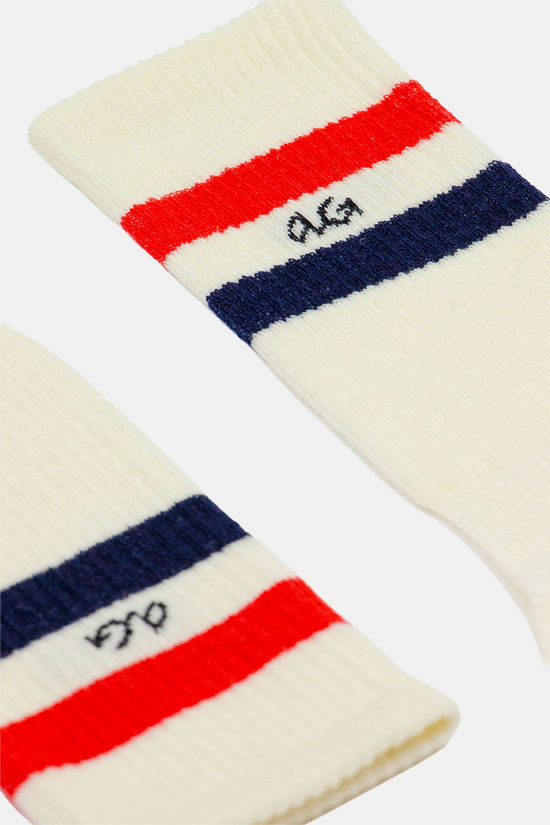 Alfredo Gonzales Merino Athletic Stripe Wandelsok off white/red