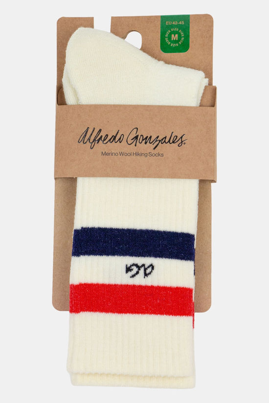 Alfredo Gonzales Merino Athletic Stripe Wandelsok off white/red
