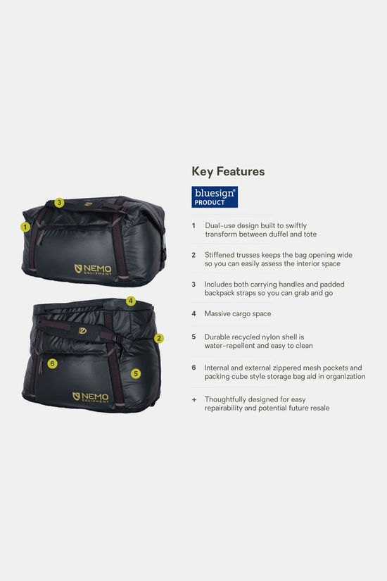 Nemo Double Haul Convertible Duffel 70L black
