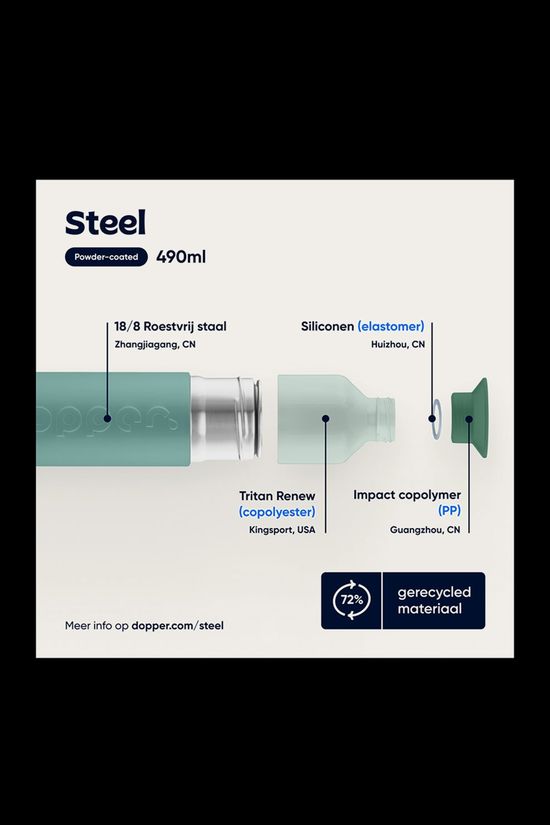 Dopper Dopper Steel 490 ml  Drinkfles mid green