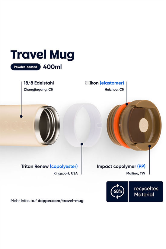 Dopper Travel Mug 300 ml Drinkbeker light brown