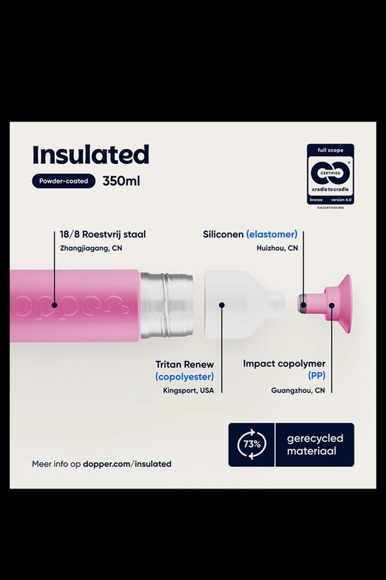 Dopper Dopper Insulated 350 ml Drinkfles mid pink
