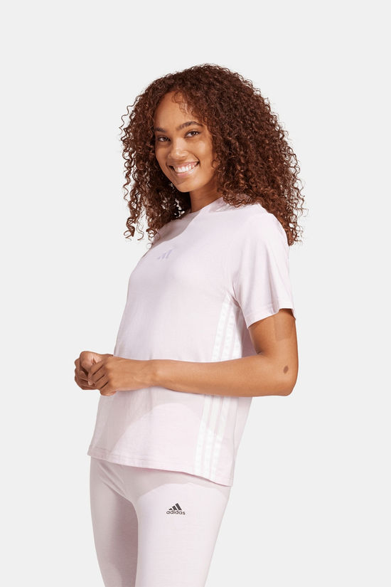 adidas Essentials 3-Stripes Katoenen T-shirt Dames mid pink/white