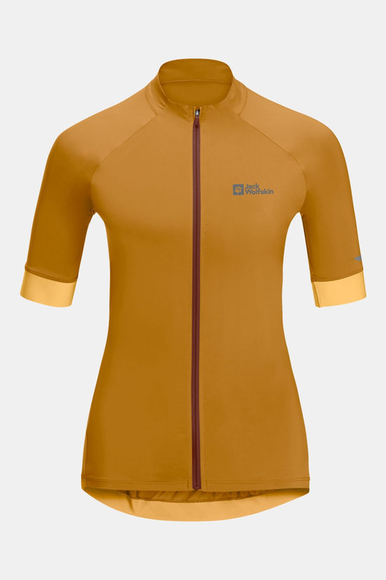 Jack Wolfskin Gravex FZ S/S Fietsshirt Dames dark yellow