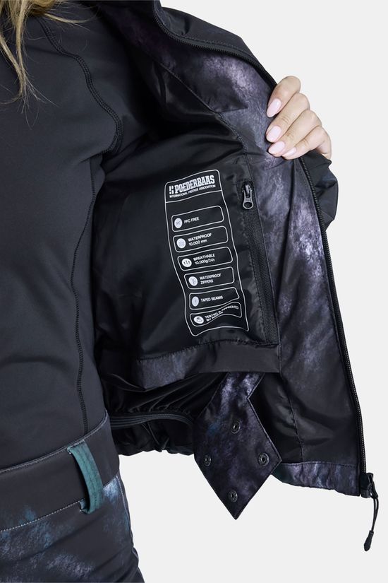 Poederbaas Vorax Jacket Women Aop Ski-Jas Dames Black/Assorted / Mixed
