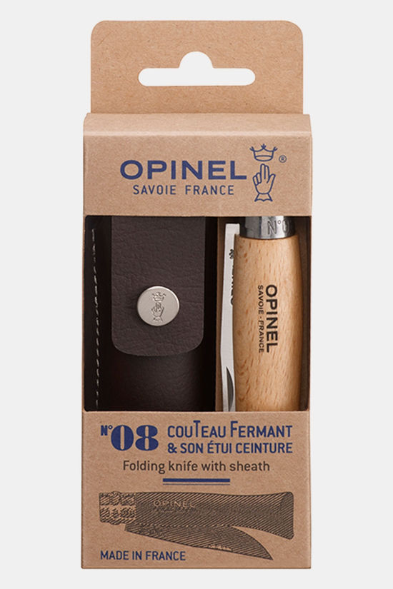 Opinel Nr. 08 RVS Zakmes + Etui light brown/dark brown