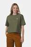 Ayacucho Cropped Mini Embroidery Tee Dames Olive Green